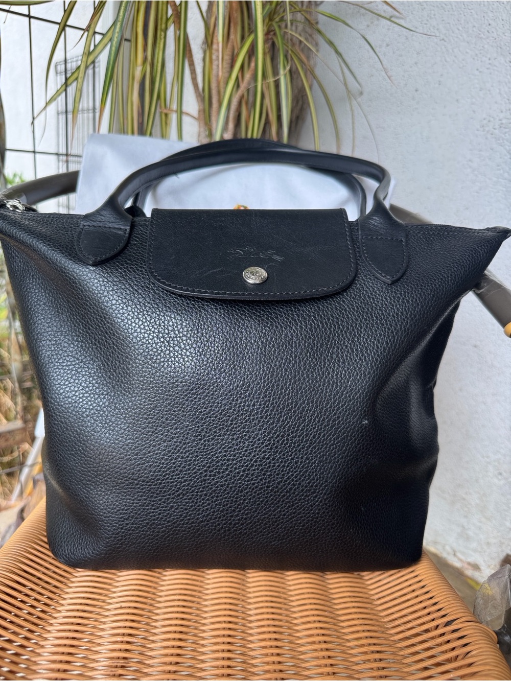 Longchamp Black Pebbled Leather Le Pliage Cuir Tote - Picture 6 of 6